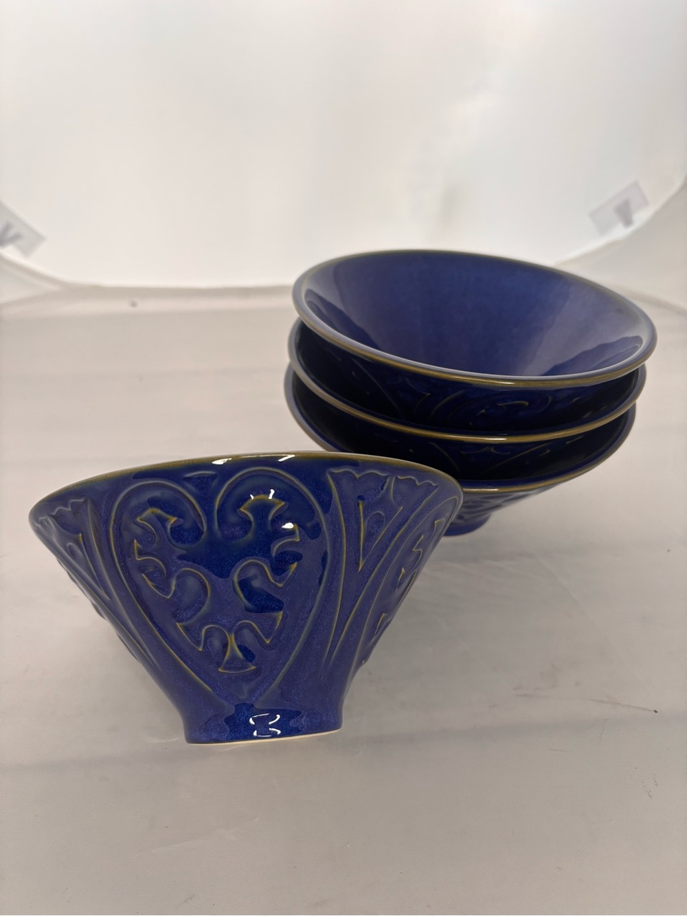 HOME studio Santorini set of Four Deep Blue Decorative Ceramic Bowls